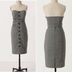 Floreat Plaid Strapless Anthropologie Dress